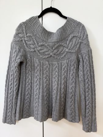 Damen Cashmere Pullover Parenti's Zopfmuster grau Grösse M