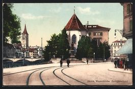 Zürich, Wasserkirche und Zwinglidenkmal