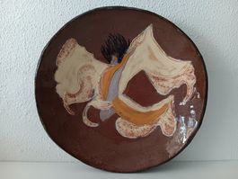 Plat en poterie signé AC / keramik Obstschale mit Firma AC