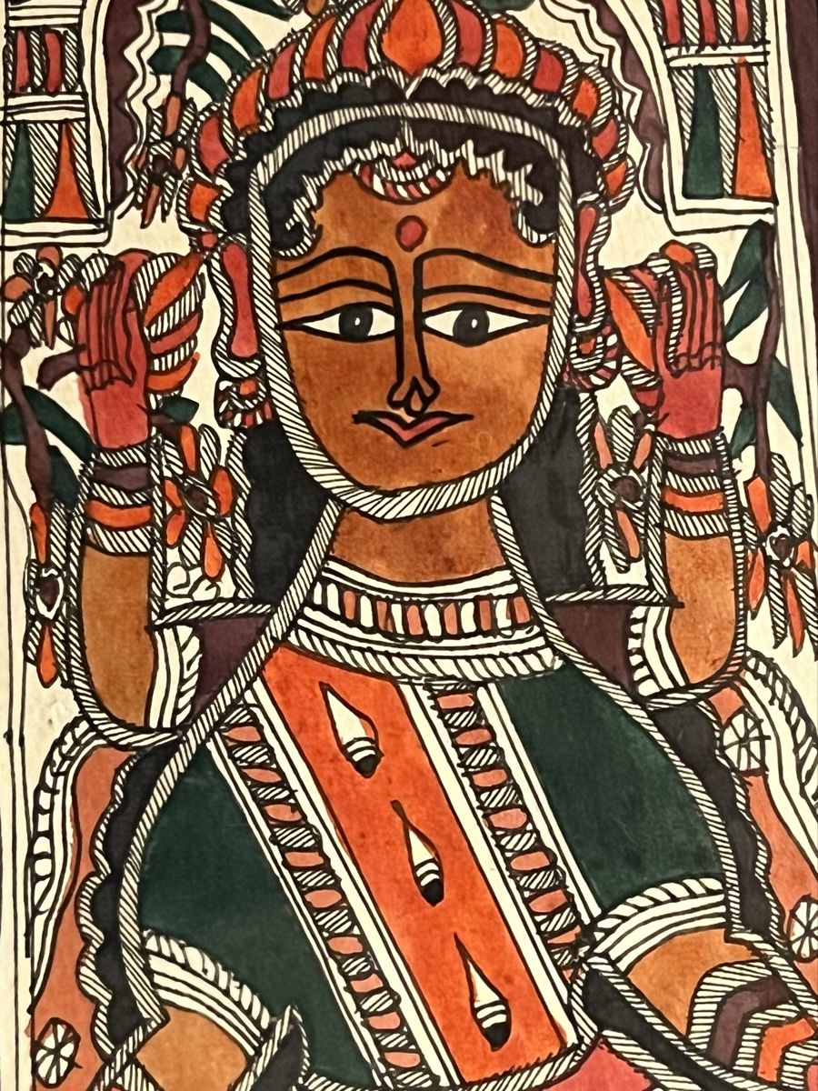 Dipinti: 3 peintures Madhubani Inde divinités, encadrées – Usato da Genève venduto da DELIRBEADS 6