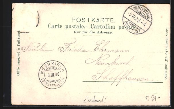 Ansichtskarten: Litho Winterthur, Blick zur Ryburg, Mark – Gebraucht aus Berlin von bartko-reher 1