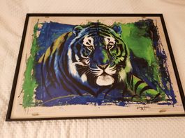 "Tiger in Blau" von Rolf Knie, limitierte Auflage 542/990