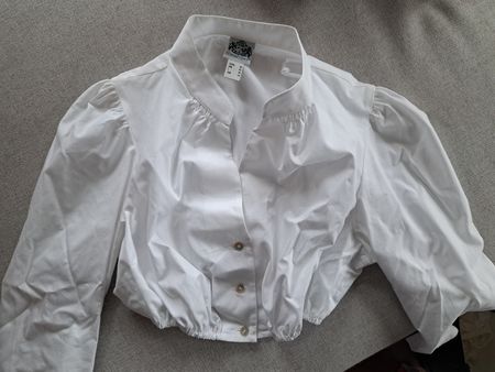 Trachtenbluse Gr. 40 Weiss Kurzarm Oktoberfest