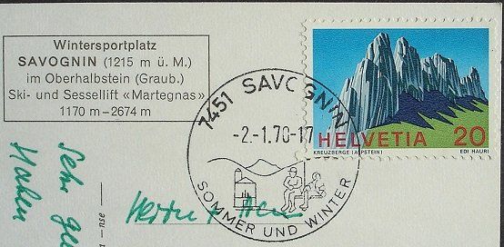 Ansichtskarten: SAVOGNIN Wintersport Ski – Gebraucht aus Jona von philajona 1