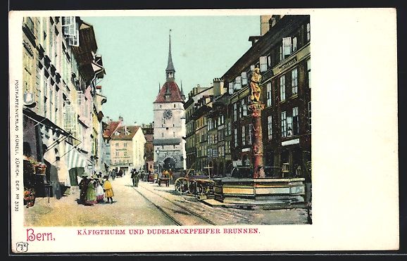 Cartoline postali: Bern, Käfigthurm und Dudelsackpfeifer B – Usato da Berlin venduto da bartko-reher