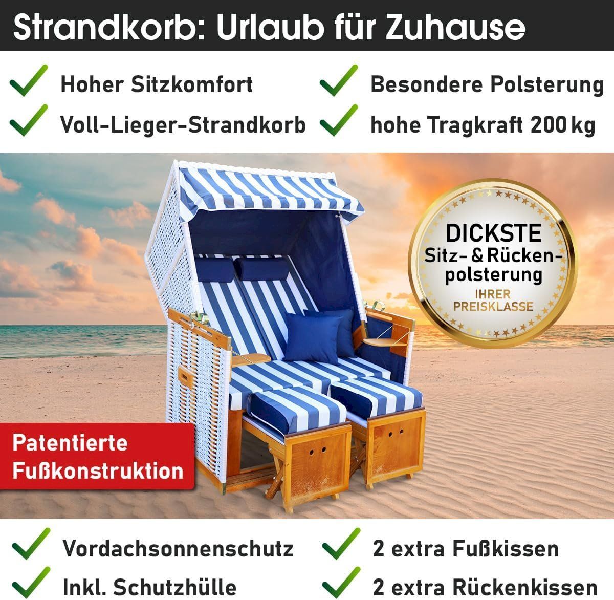 Sedie a sdraio: Strandkorb NORDERNEY DELUXE 120cm – Nuovo e nell'imballaggio originale da Bottighofen venduto da zaap 6