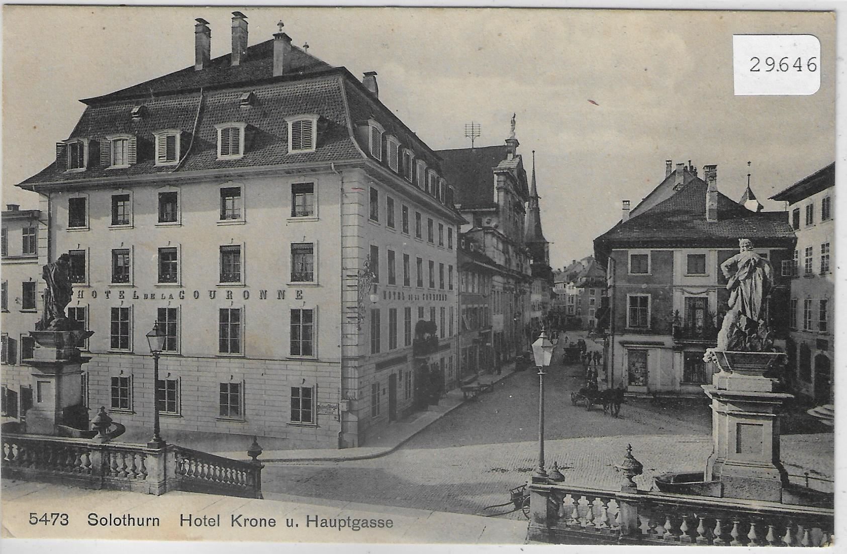 Ansichtskarten: Solothurn - Hotel Krone u. Hauptgasse – Gebraucht aus Ettingen von Kartenplanet