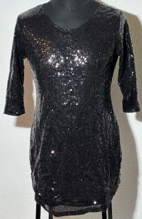 Total Ausverkauf schwarzes Pailletten Minikleid - Gr. M