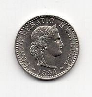 (1090) Schweiz, 20 Rappen, 1894, Super, stgl