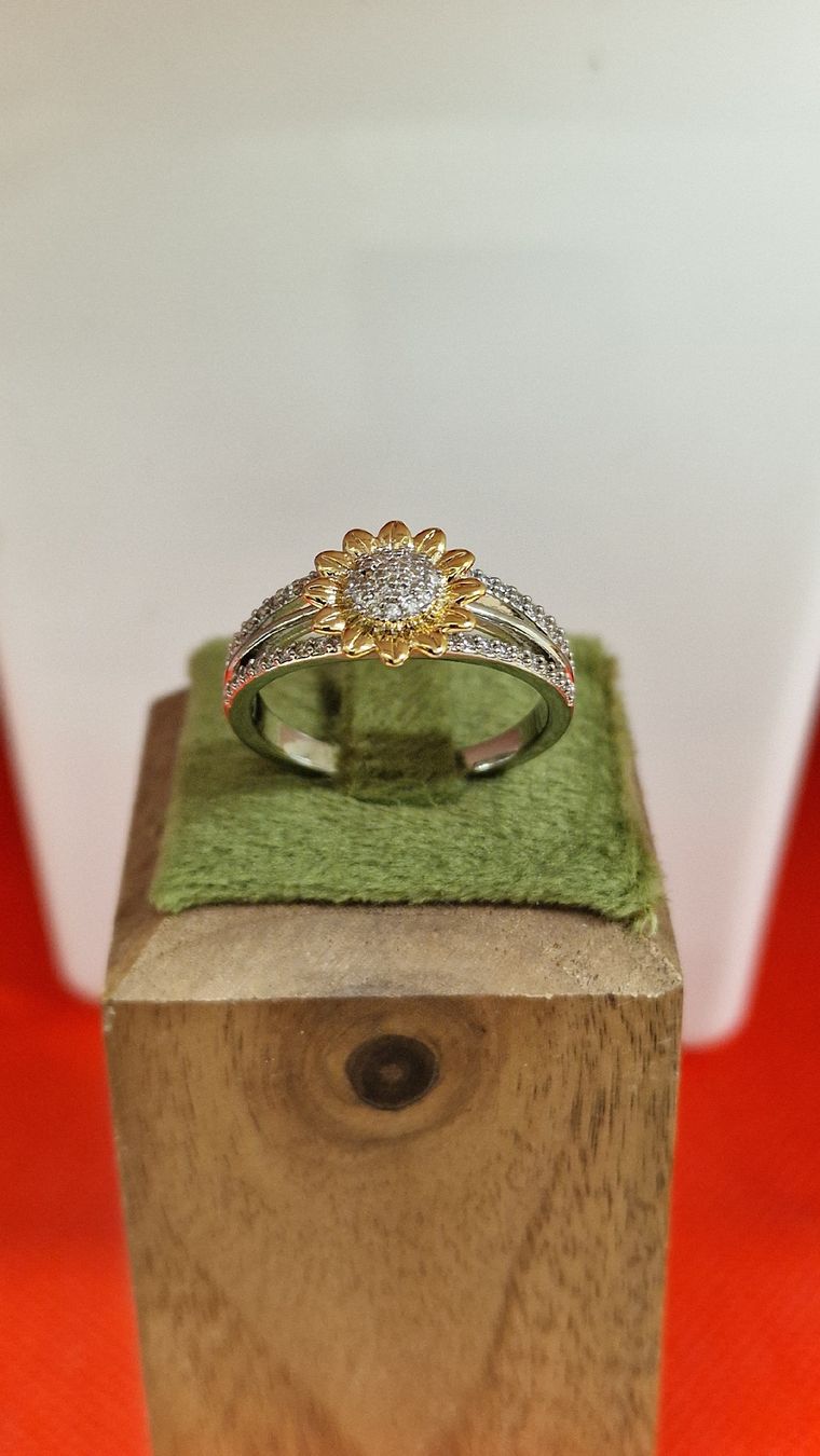 Anelli: Sonnenblumen Ring , Gold/Silber, Farbe Grösse 19 – Nuovo (secondo la descrizione) da Herisau venduto da Antiques.AR