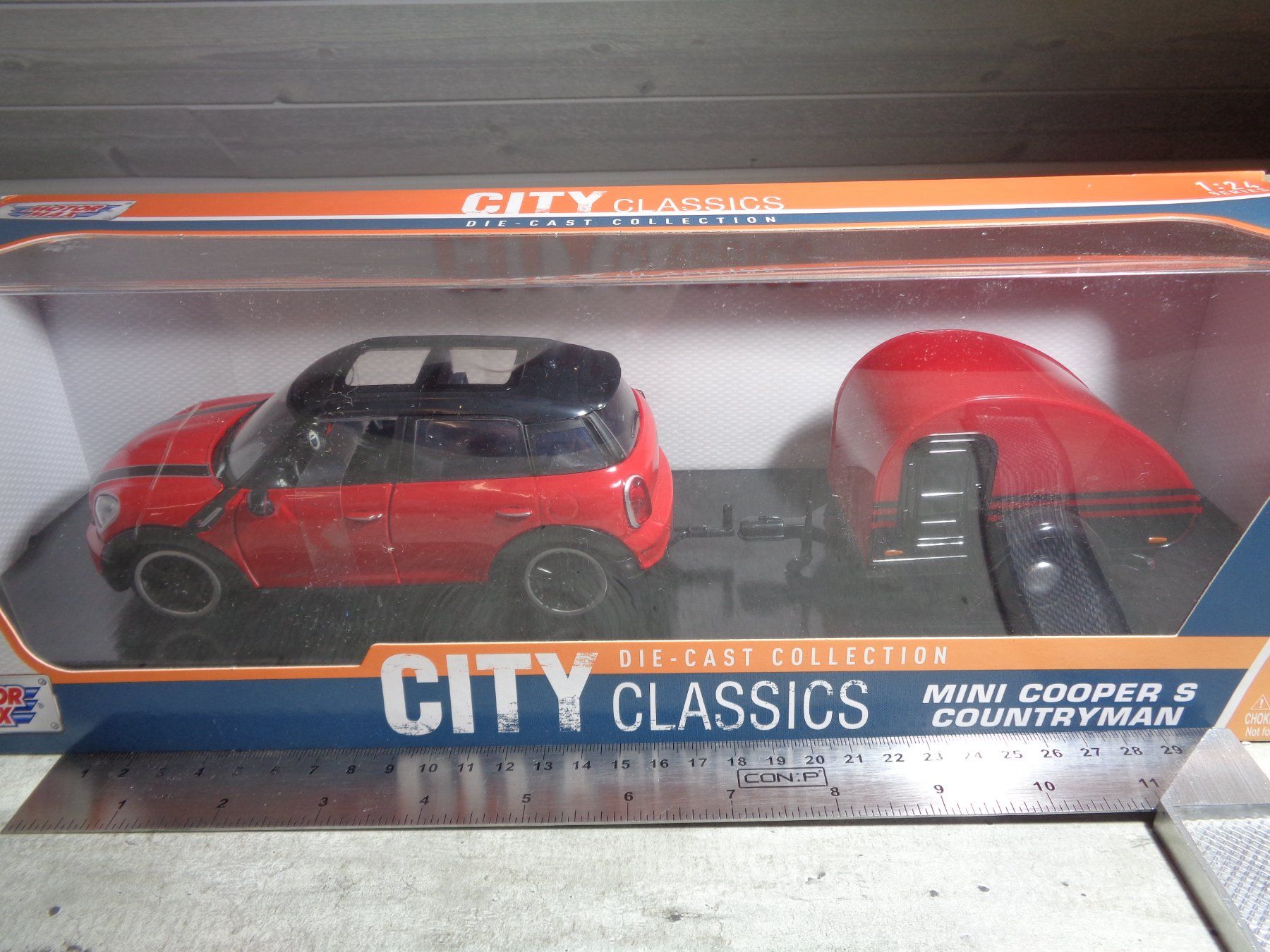 Cooper Modellini d'auto: Motor Max 1:24 Mini Cooper S et remorque – Nuovo e nell'imballaggio originale da Reconvilier venduto da rallycar 2