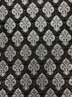 Deko-Stoff, 3.5 Meter, schwarz-silber mit Lilienmuster NEU