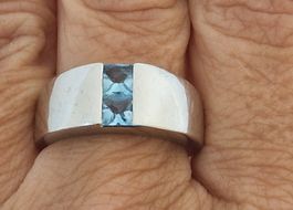 Ring weissgold 18k, mit 2 Topas-Steinen - 8,94 g