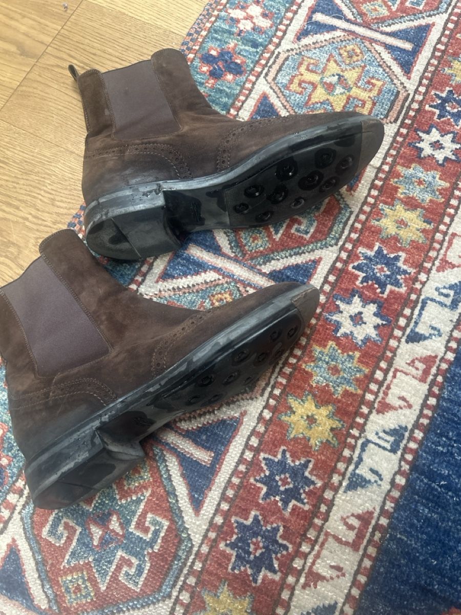 Santoni Scarpe da donna: Bottines Chelsea SANTONI daim marron – Usato da Saanen venduto da Plonplon 2