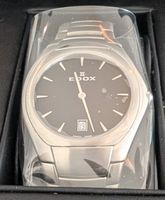 Edox Armbanduhr Edelstahl schwarzes Zifferblatt