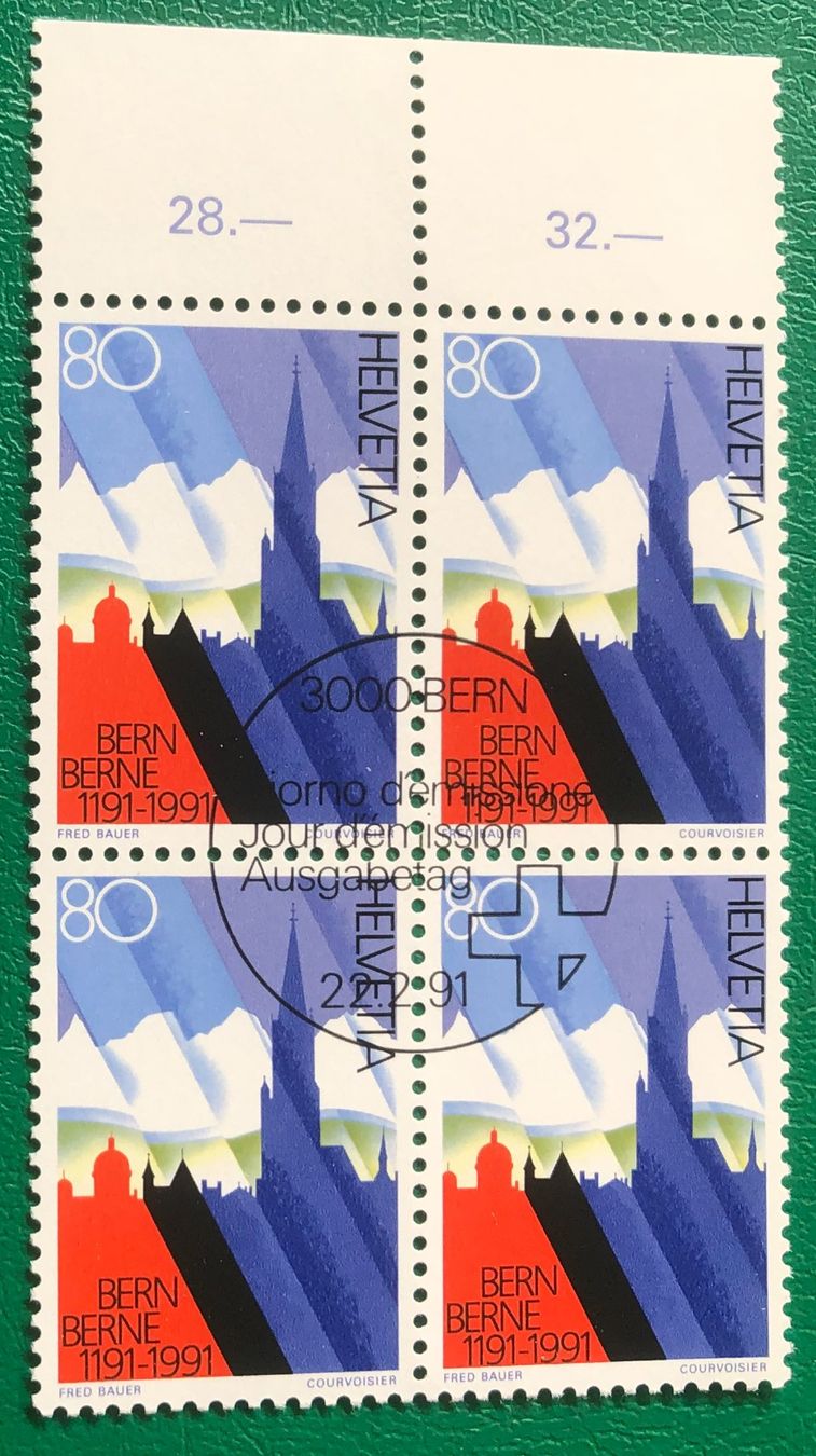Alle Briefmarken: 4 er Block Nr. 806 mit ETStempel Bern – Gebraucht aus Aarau von Billa007