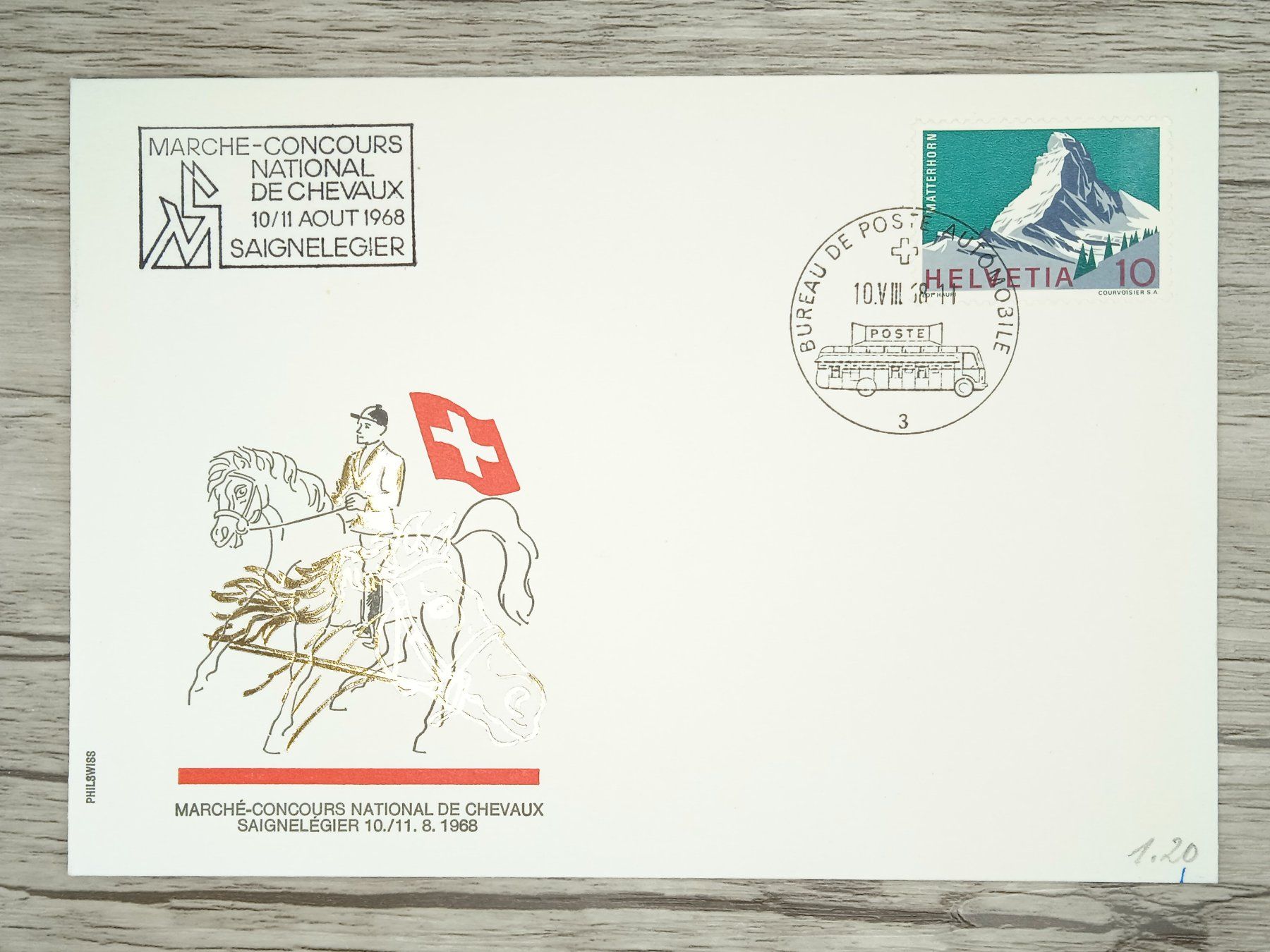 Tutti i francobolli: TR100 Enveloppe Suisse + Timbre 1968 – Usato da Cousset venduto da Patrick_Collections