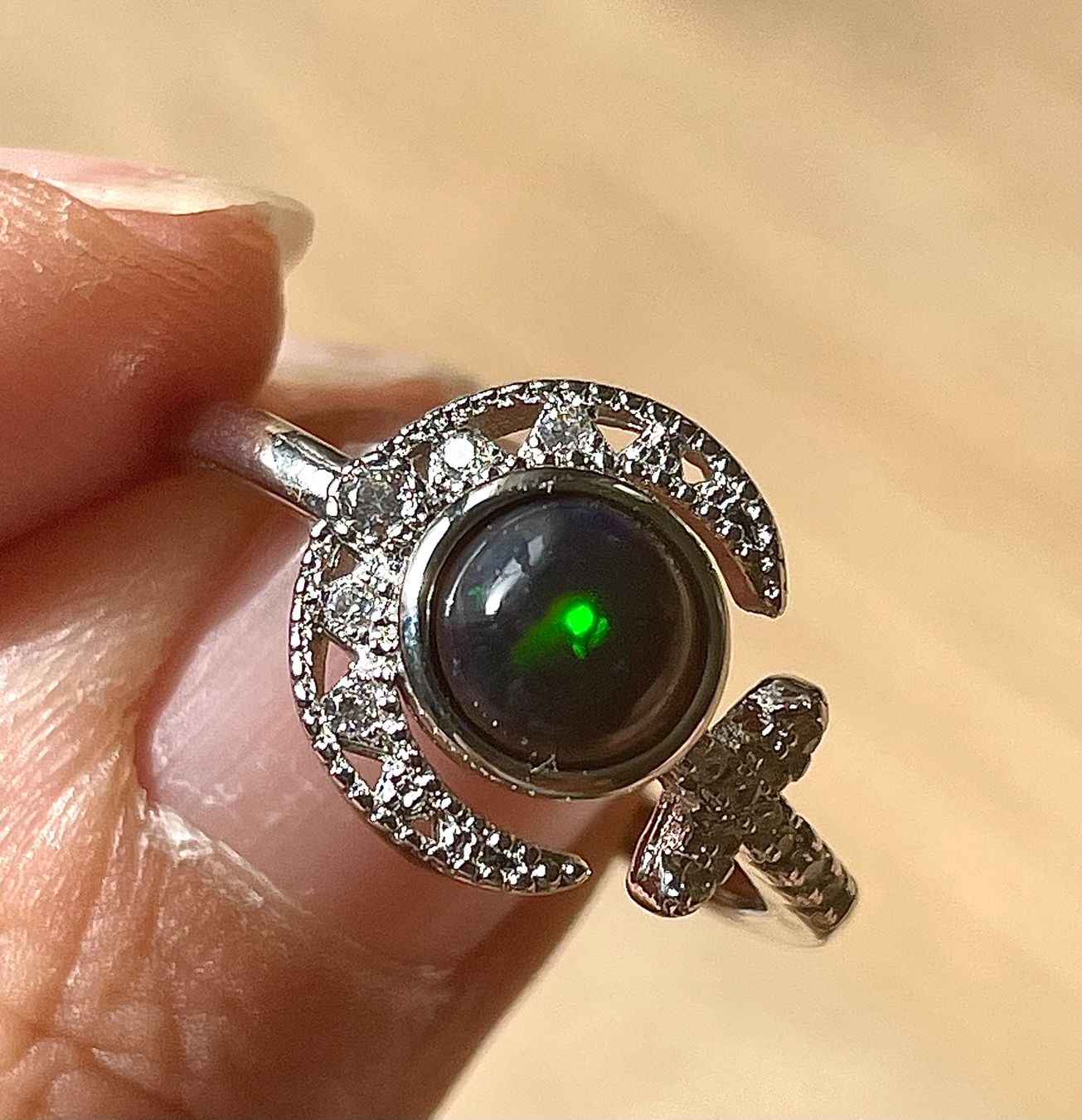 Anelli: 100 % echter Seltener schwarzer Opal Edelsteinring – Nuovo e nell'imballaggio originale da Schiers venduto da sisikristall