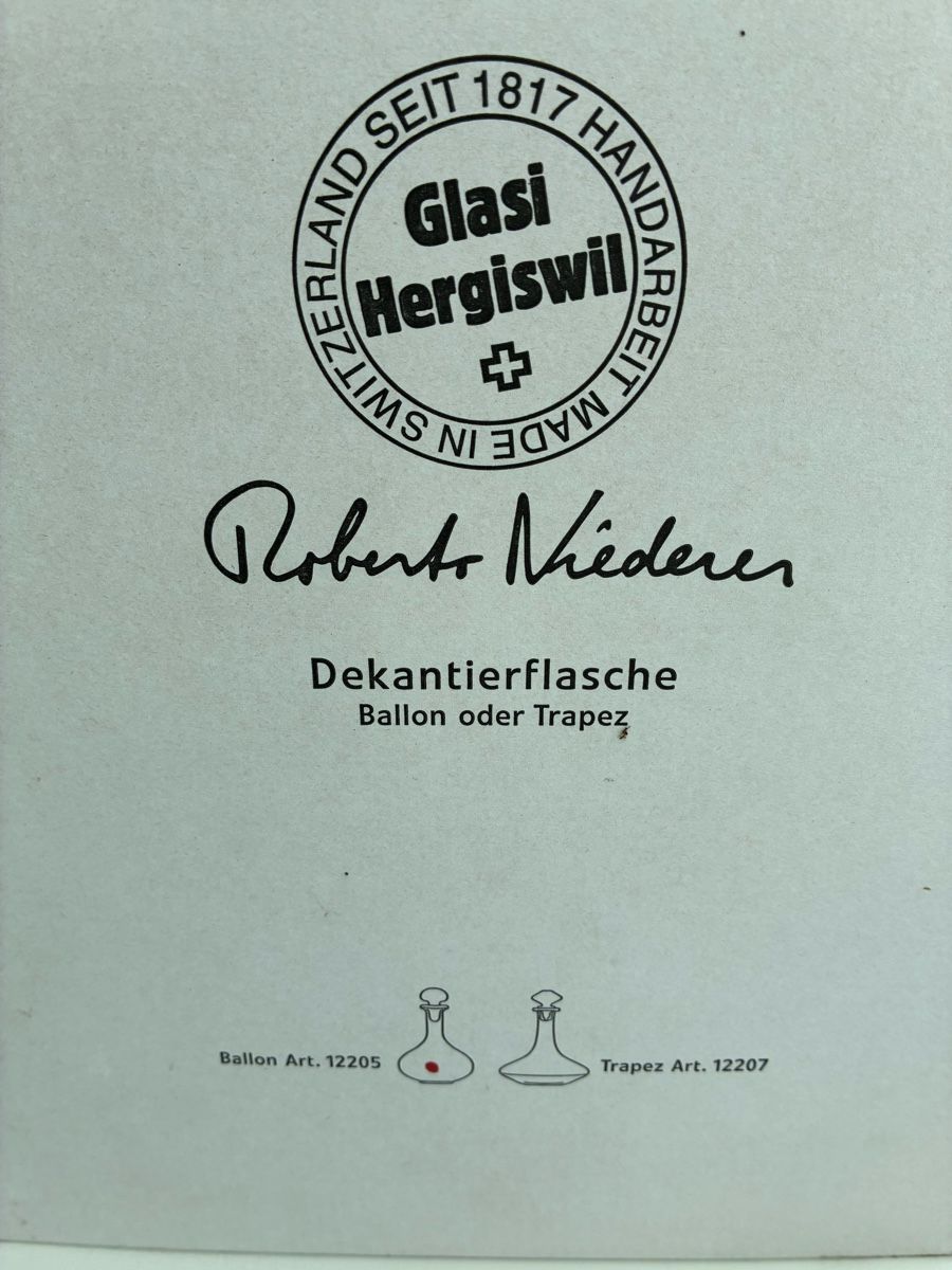 Glasi Hergiswil Bicchieri: Glasi Hergiswil Dekantierflasche – Nuovo e nell'imballaggio originale da Luzern venduto da Flip_ 1
