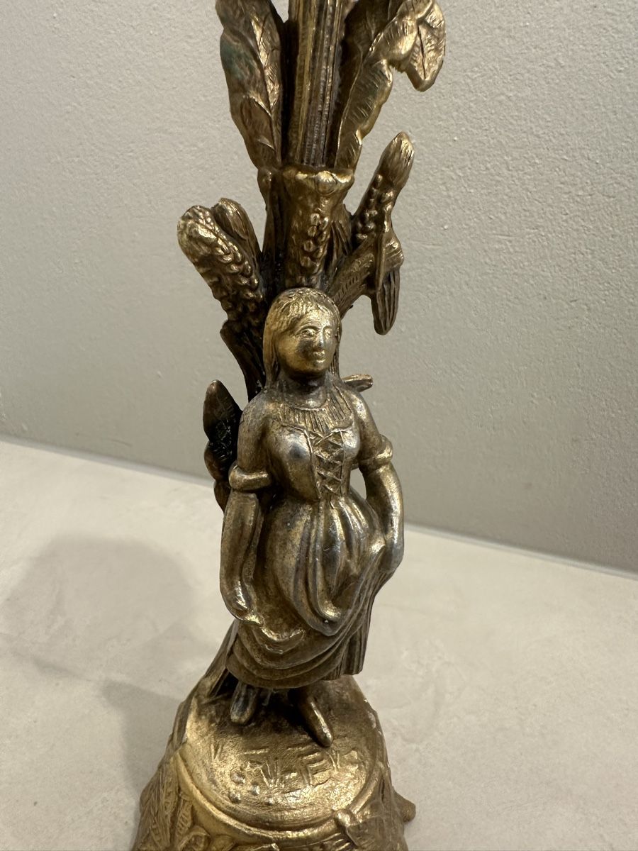 Portacandele: Messing-Kerzenständer mit Figur – 28 cm – Usato da Nebikon venduto da Bogdan_Antikes 1
