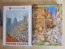 2x HEYE Puzzle RYBA / Home in town je 1000 Teile