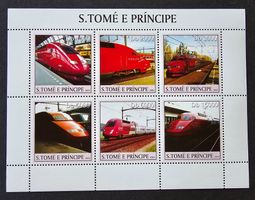 Sao Tome und Principe-Mi 2338-2343 Kbg. ** (2003) Bahnmotive