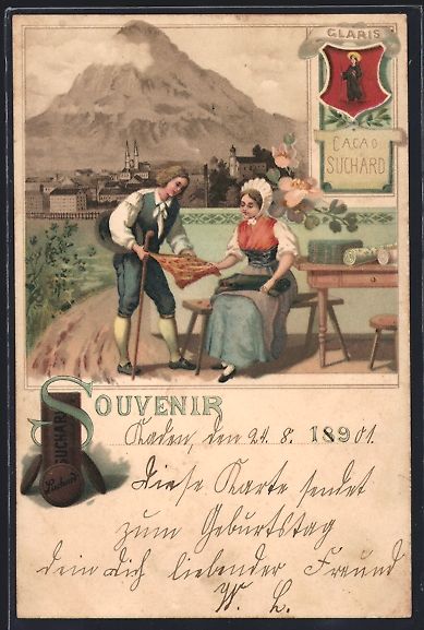 Cartes postales: Litho Glaris, Kakao Suchard, Mann zeigt  – D'occasion à Berlin par bartko-reher