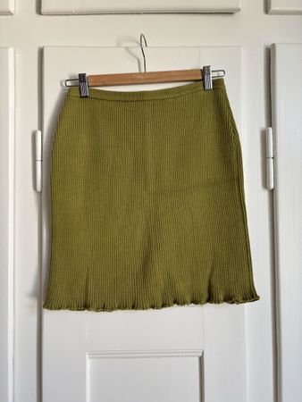 Jungle Folk Janet Knit Skirt L Olive