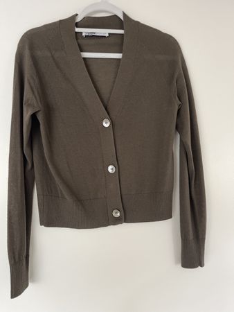 Cardigan in Merinowolle in der Farbe Taupe, Grösse S wie Neu