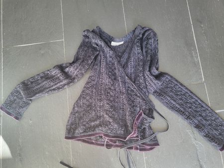 Schumacher Wickelbluse Spitze Samt schwarz Gr. M elegant