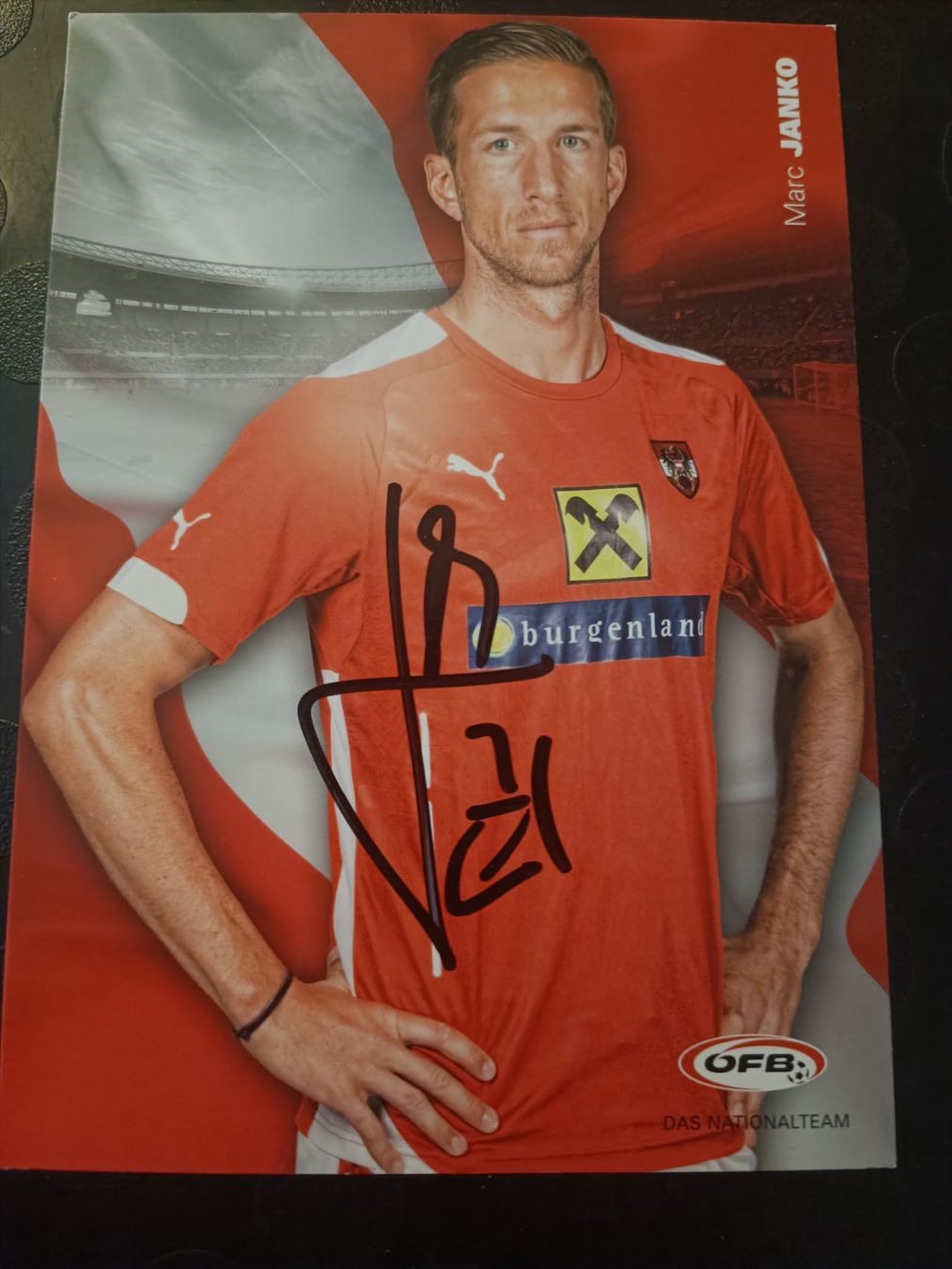 Autografi: Marc Janko - handsignierte ÖFB Autogrammkarte von 2016 – Usato da Menziken venduto da Artographs