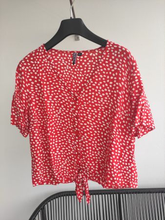 Bluse rot weiss getupft Gr.XS Pieces