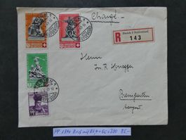 Pro Patria 1940 Nr. B3, B4, B5C und J90 auf Brief