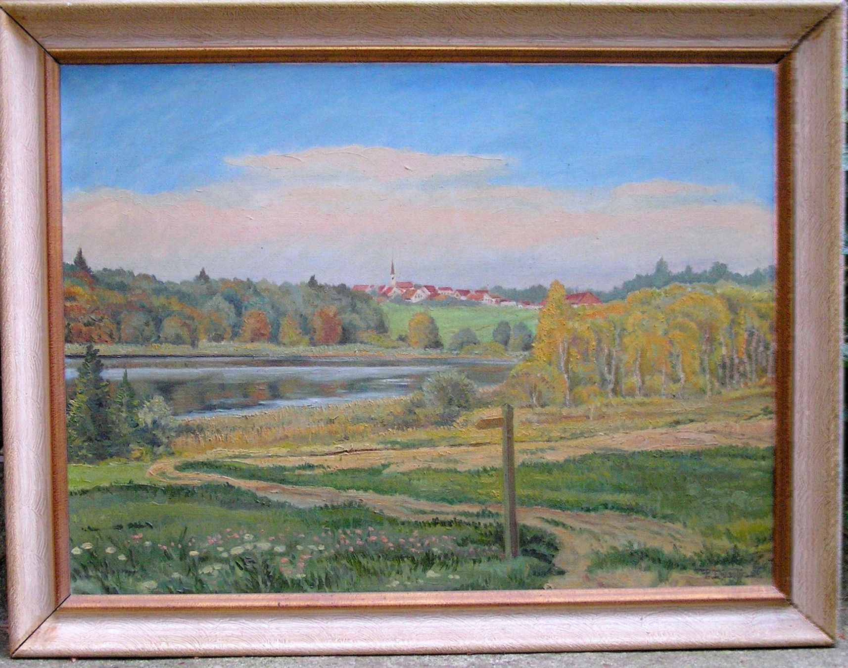 Gemälde: Oelbild Leinwand Paul Diesslin Ortsbild See – Gebraucht aus Frauenfeld von Astra13 4