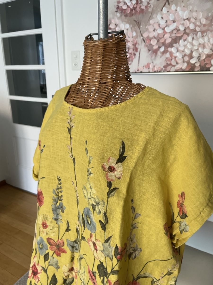 T-Shirts: Leinen-Shirt Gelb mit Blumen, 44/46 – Gebraucht aus Solothurn von Bobesch08 3