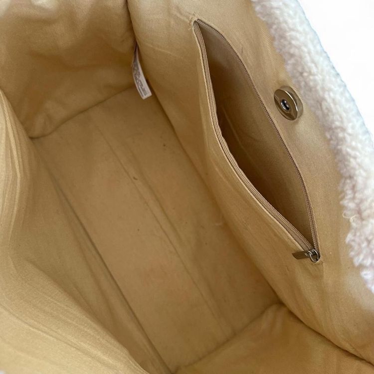 Original tan and cream faux fur Labubu shoulder fabric bag (Gebraucht ...