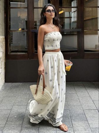 pantalon palazzo et top bandeau