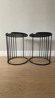 Paire de tables dappoint BOLIA | métal noir & bois wengé