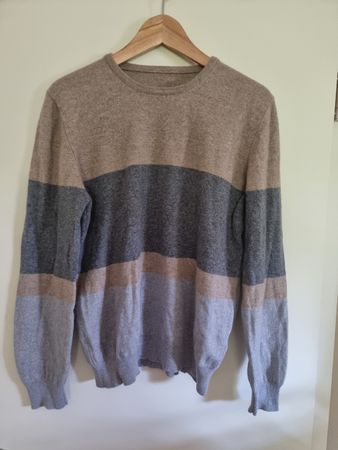 Leichter Herren Pullover gestreift Schurwolle/ Kaschmir Mix