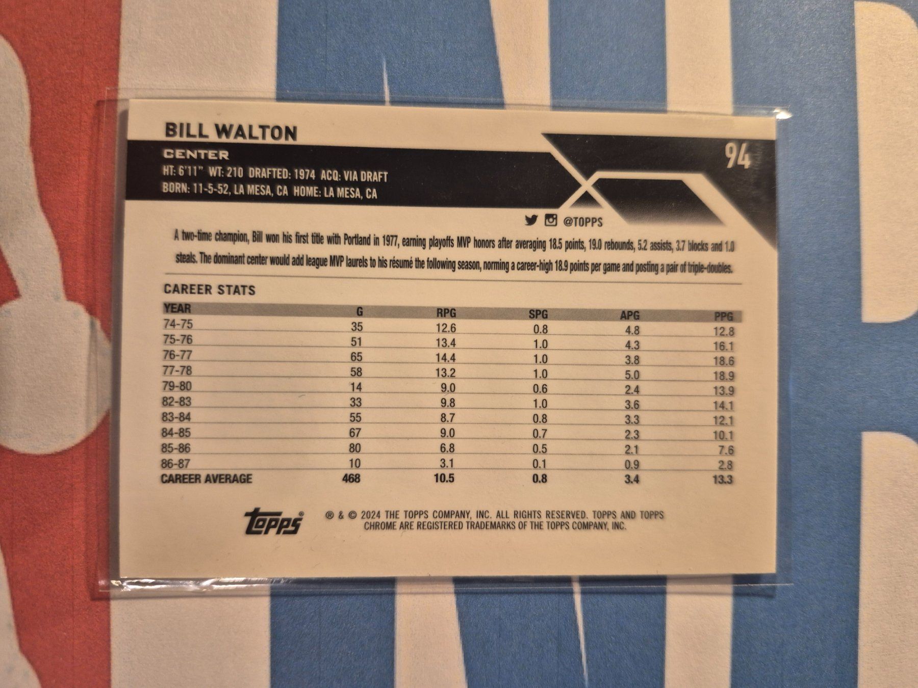 Topps Carte collezionabili: NBA Bill Walton Portland Topps Chrome – Usato da Treiten venduto da Sauber73 1
