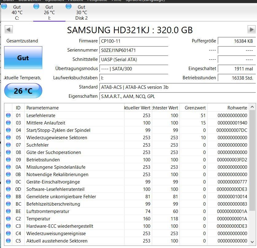 Samsung Disques durs: SAMSUNG HDD 2x 1tb / 1x 320 GB – D'occasion à Aathal-Seegräben par astolp 1