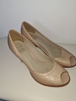 Clarks Peeptoe Pumps beige Leder Gr. 39.5 Sommer-Schuhe 