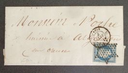 FRANCE 1853: Paris–Argenton, couverture pliée, Napoléon Rép.