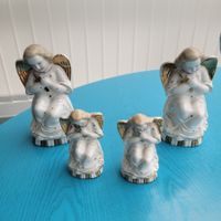 4 Engel Porzellan antik Vintage Handmalerei 4er Set
