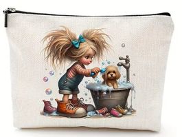 Süsse Kosmetiktasche Mädchen mit Hund Welpe Motiv neu