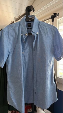 BOSS Short Sleeve Shirt Blue Button-Down Used