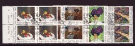 1986 4er Block Serie Pro Patria Ersttagsstempel