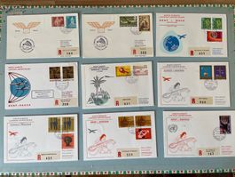 23 FDCs Luftpost-Abfertigung Schweiz - Ausland