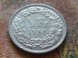 1/2 Fr. 1968  Sans/Ohne  "B"