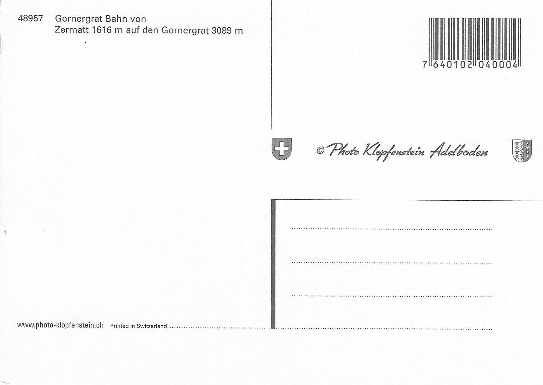 Cartoline postali: Gornergrat Bahn von Zermatt – Nuovo (secondo la descrizione) da Rothrist venduto da Stranglehold 1